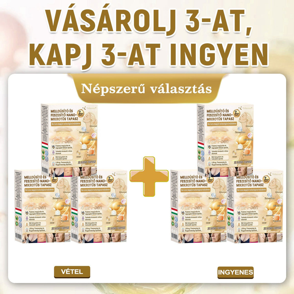 Trilumia®🏆 Mellvolumen, Emelés és Feszesítés Támogatására Szolgáló Nano Mikrotűs Tapasz Volufiline + Exosome + Rézpeptid Formula Sejtmegújító Technológiával Támogatva