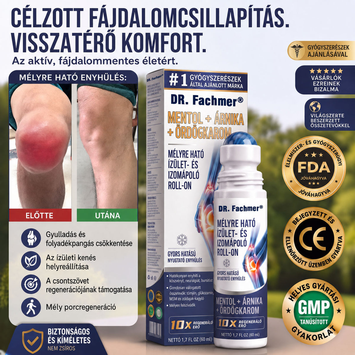 💥💥 DR.Fachmer® Mentol · Árnika · Ördögkarom 10 az 1-ben ízület- és izomápoló roll-on | Köszvény, ízületi merevség, duzzanat és izomfájdalom esetén | Gyorsan felszívódó, nem zsíros