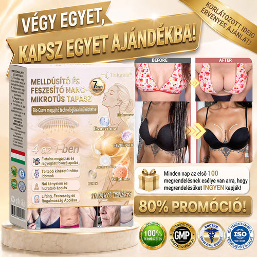 Trilumia®🏆 Mellvolumen, Emelés és Feszesítés Támogatására Szolgáló Nano Mikrotűs Tapasz Volufiline + Exosome + Rézpeptid Formula Sejtmegújító Technológiával Támogatva