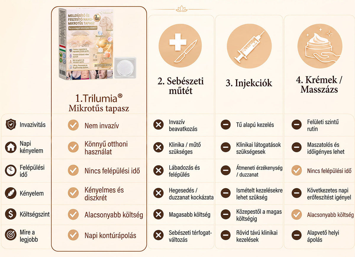 Trilumia®🏆 Mellvolumen, Emelés és Feszesítés Támogatására Szolgáló Nano Mikrotűs Tapasz Volufiline + Exosome + Rézpeptid Formula Sejtmegújító Technológiával Támogatva