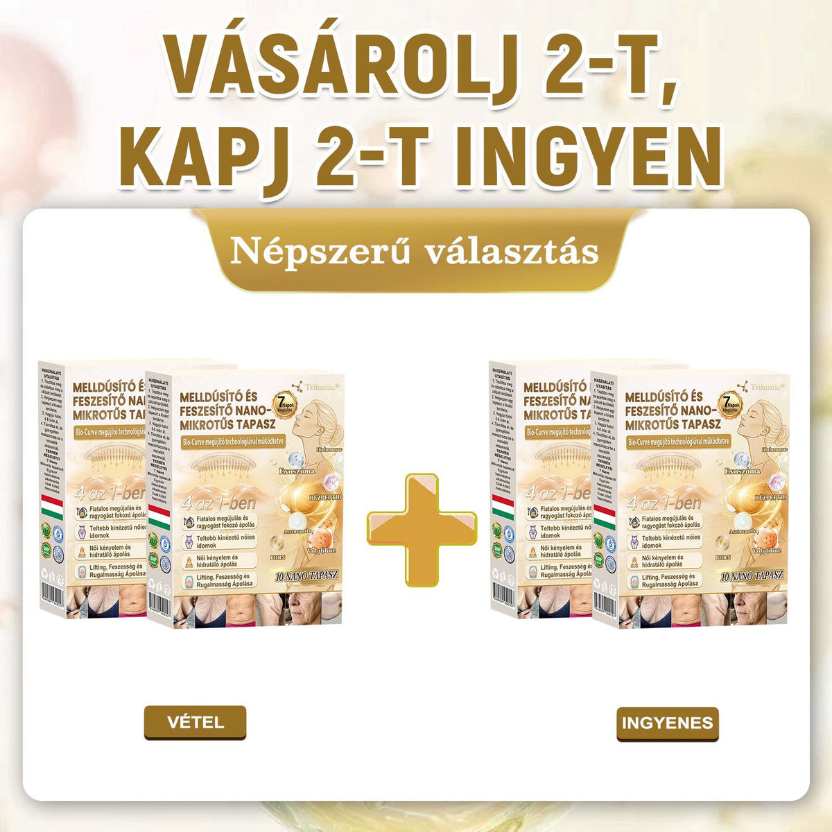 Trilumia®🏆 Mellvolumen, Emelés és Feszesítés Támogatására Szolgáló Nano Mikrotűs Tapasz Volufiline + Exosome + Rézpeptid Formula Sejtmegújító Technológiával Támogatva