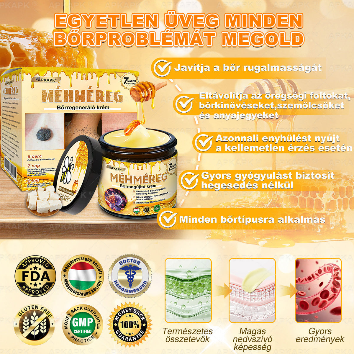 ✨✨ 🔥 Most 50% kedvezménnyel elérhető! ✨✨ DR.Fachmer® 🐝 Méhméreges Bőrmegújító Krém – Ráncok, Hegek, Pigmentfoltok, Striák, Akné, Ekcéma, Pikkelysömör Ellen