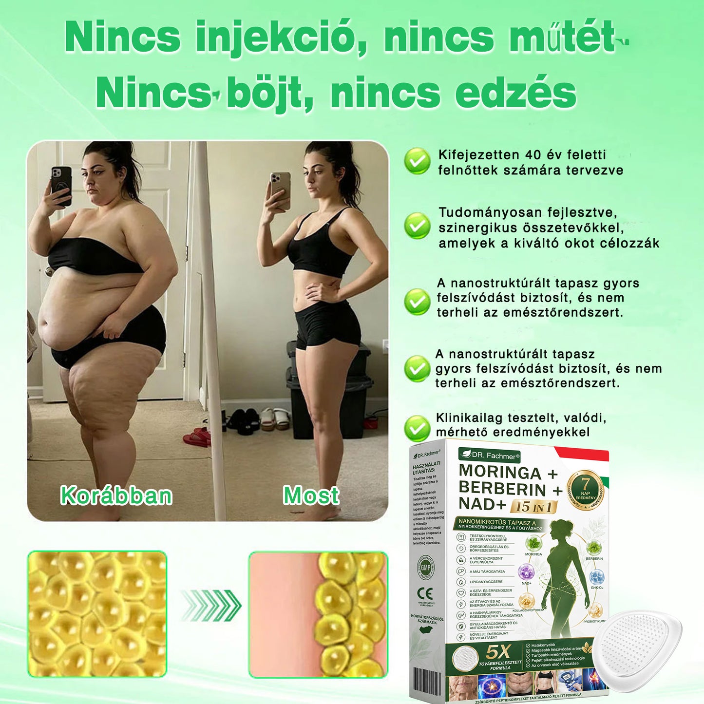 💡 DR.Fachmer® Moringa + Berberin + NAD+ 15 az 1-ben nanomikrotűs tapasz | A testápolás új generációja fejlett nanoformulával 💡