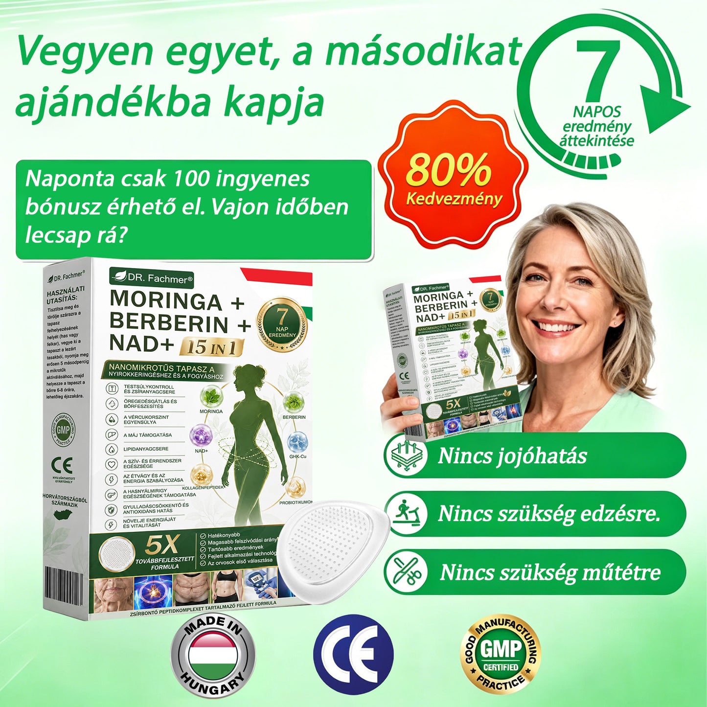 💡 DR.Fachmer® Moringa + Berberin + NAD+ 15 az 1-ben nanomikrotűs tapasz | A testápolás új generációja fejlett nanoformulával 💡