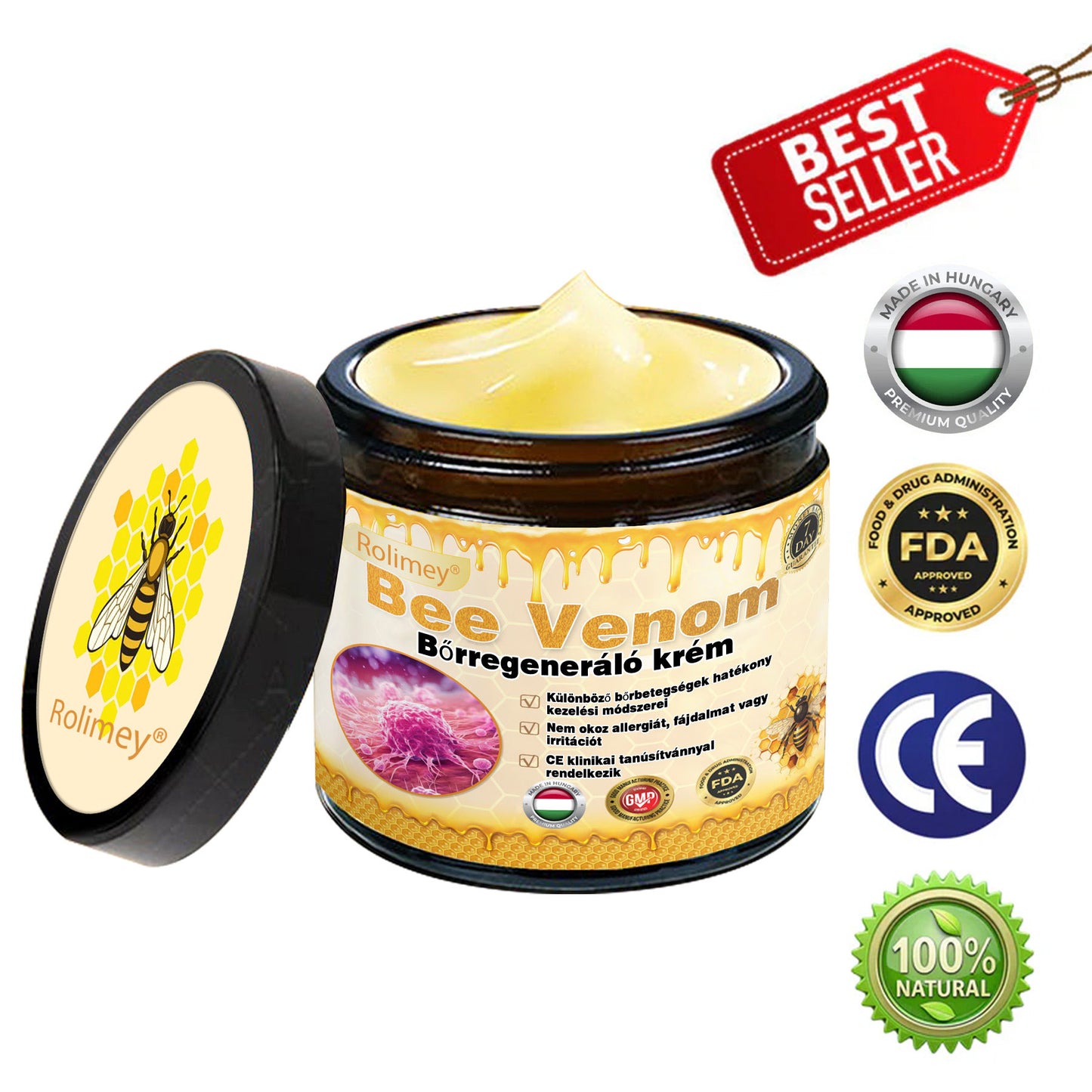 🐝💫 Rolimey® Méhméreg Pro Komplex Krém — Bőrfeszesítő ápolás minden bőrtípusra 🔥