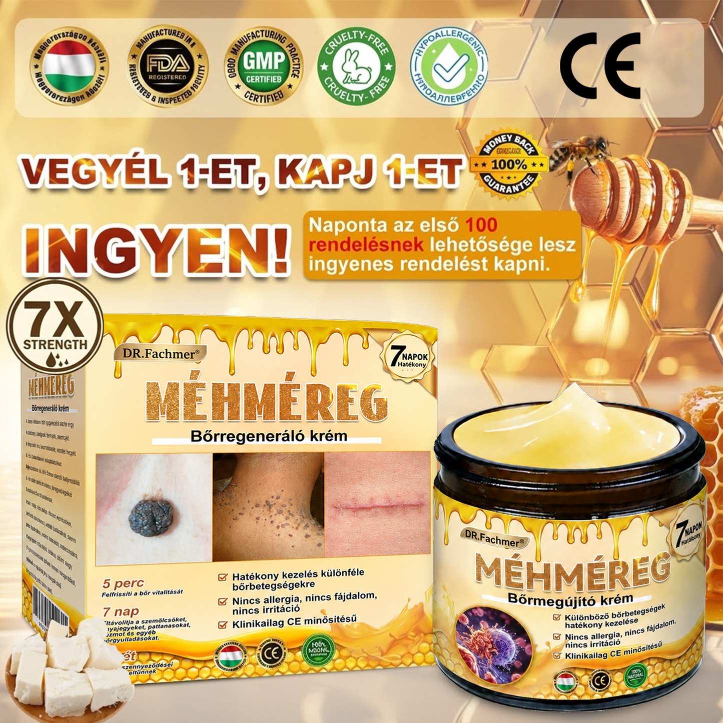 🥇Most 50% kedvezménnyel elérhető! ✨✨ DR.Fachmer® 🐝 Méhméreges Bőrmegújító Krém – Ráncok, Hegek, Pigmentfoltok, Striák, Akné, Ekcéma, Pikkelysömör Ellen (Copy) (Copy)
