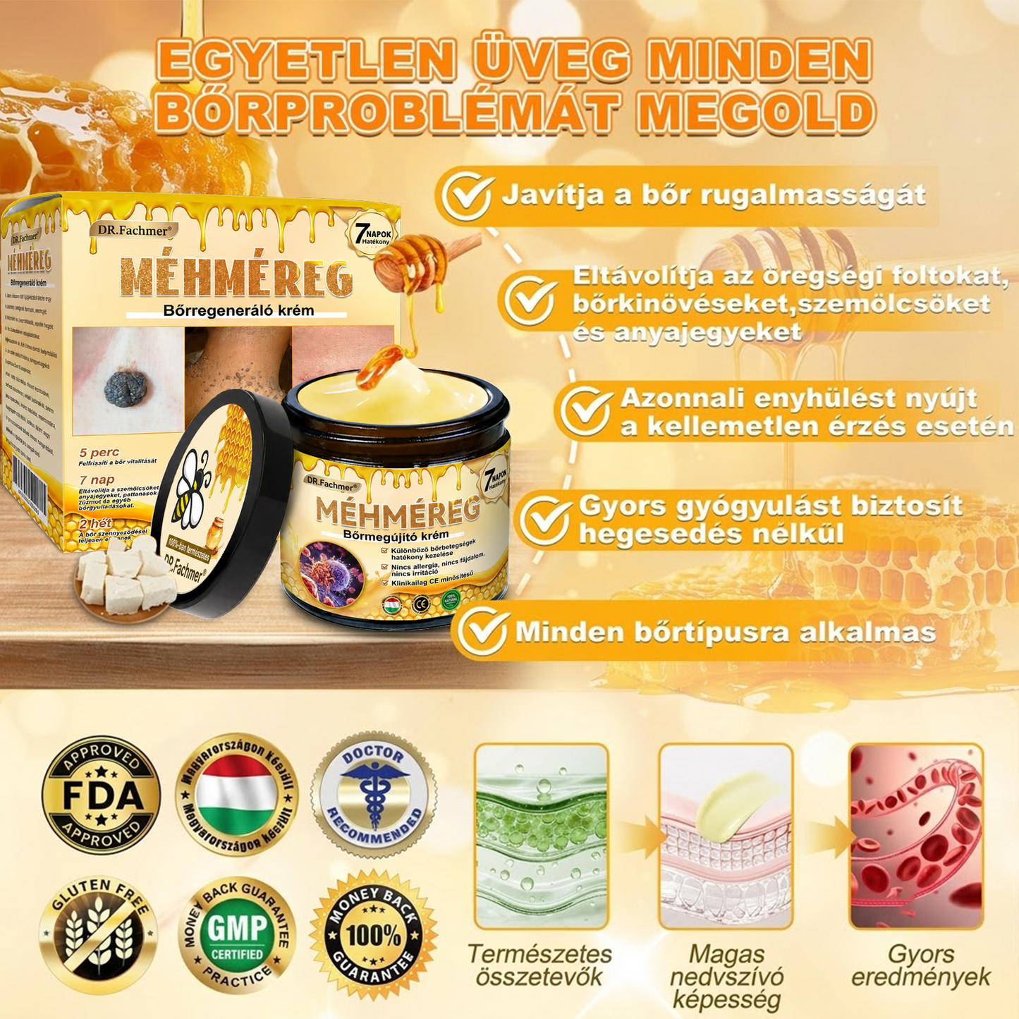 🥇Most 50% kedvezménnyel elérhető! ✨✨ DR.Fachmer® 🐝 Méhméreges Bőrmegújító Krém – Ráncok, Hegek, Pigmentfoltok, Striák, Akné, Ekcéma, Pikkelysömör Ellen (Copy) (Copy)