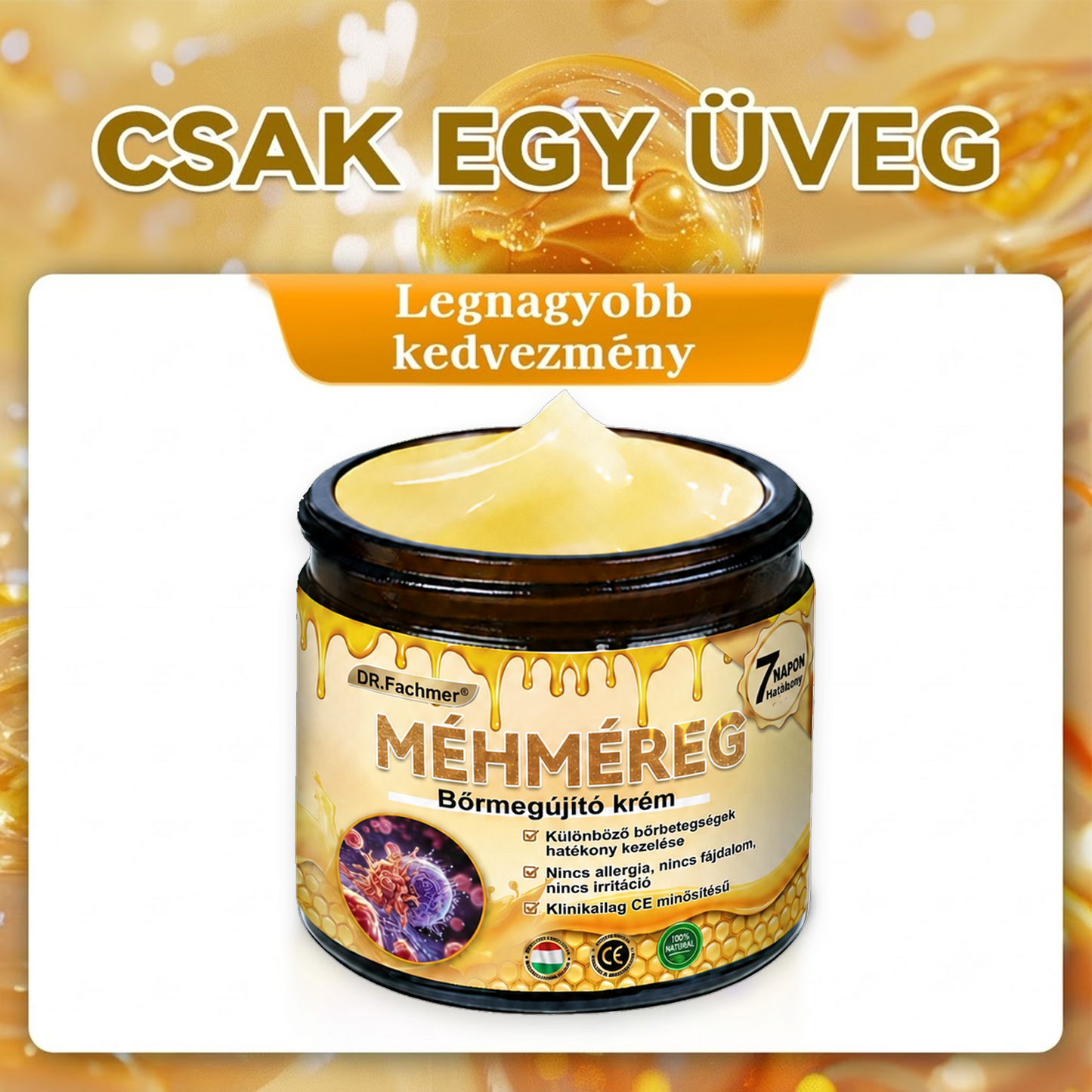 🥇Most 50% kedvezménnyel elérhető! ✨✨ DR.Fachmer® 🐝 Méhméreges Bőrmegújító Krém – Ráncok, Hegek, Pigmentfoltok, Striák, Akné, Ekcéma, Pikkelysömör Ellen (Copy) (Copy)