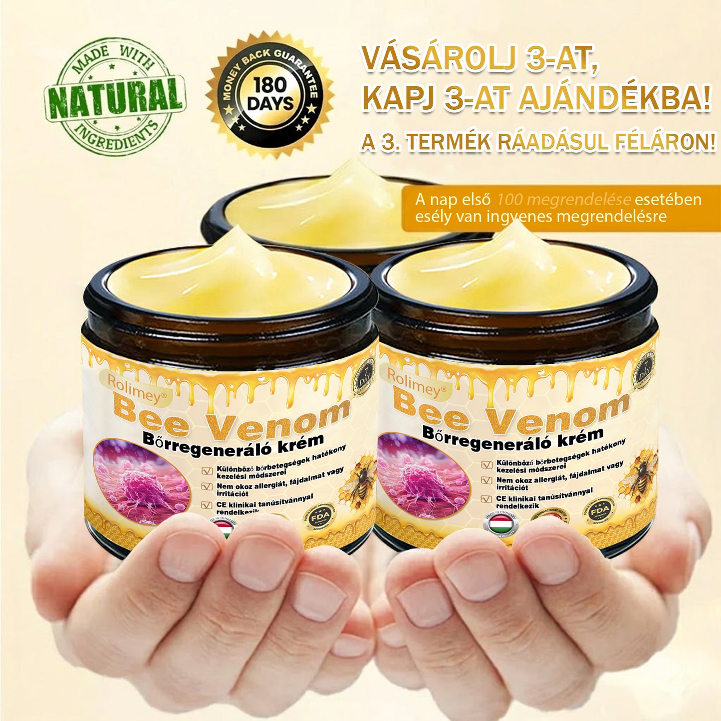🐝💫 Rolimey® Méhméreg Pro Komplex Krém — Bőrfeszesítő ápolás minden bőrtípusra 🔥
