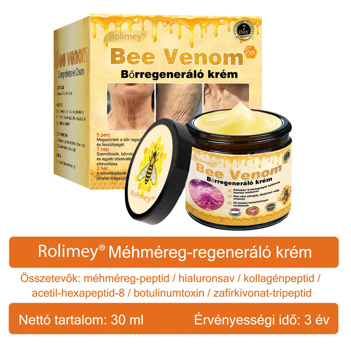 🐝💫 Rolimey® Méhméreg Pro Komplex Krém — Bőrfeszesítő ápolás minden bőrtípusra 🔥
