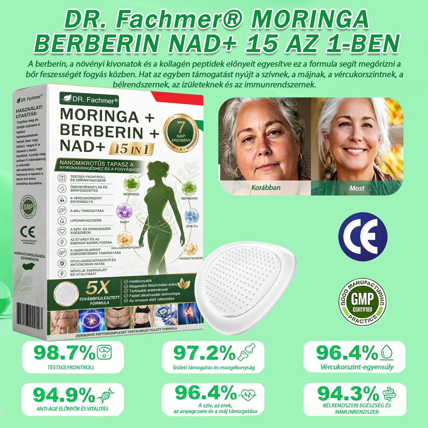 💡 DR.Fachmer® Moringa + Berberin + NAD+ 15 az 1-ben nanomikrotűs tapasz | A testápolás új generációja fejlett nanoformulával 💡