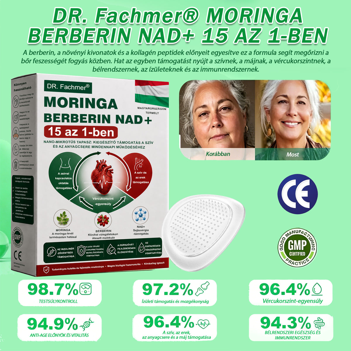 ⭐DR.Fachmer® Moringa + Berberin + NAD+ 15 az 1-ben nanomikrotűs tapasz | A testápolás új generációja fejlett nanoformulával