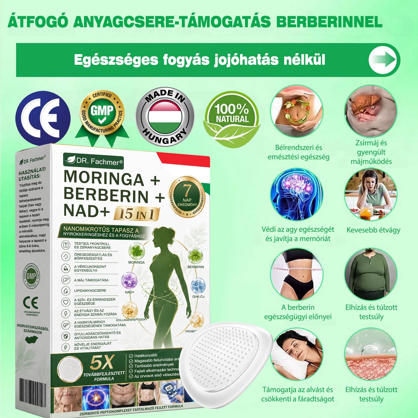 💡 DR.Fachmer® Moringa + Berberin + NAD+ 15 az 1-ben nanomikrotűs tapasz | A testápolás új generációja fejlett nanoformulával 💡
